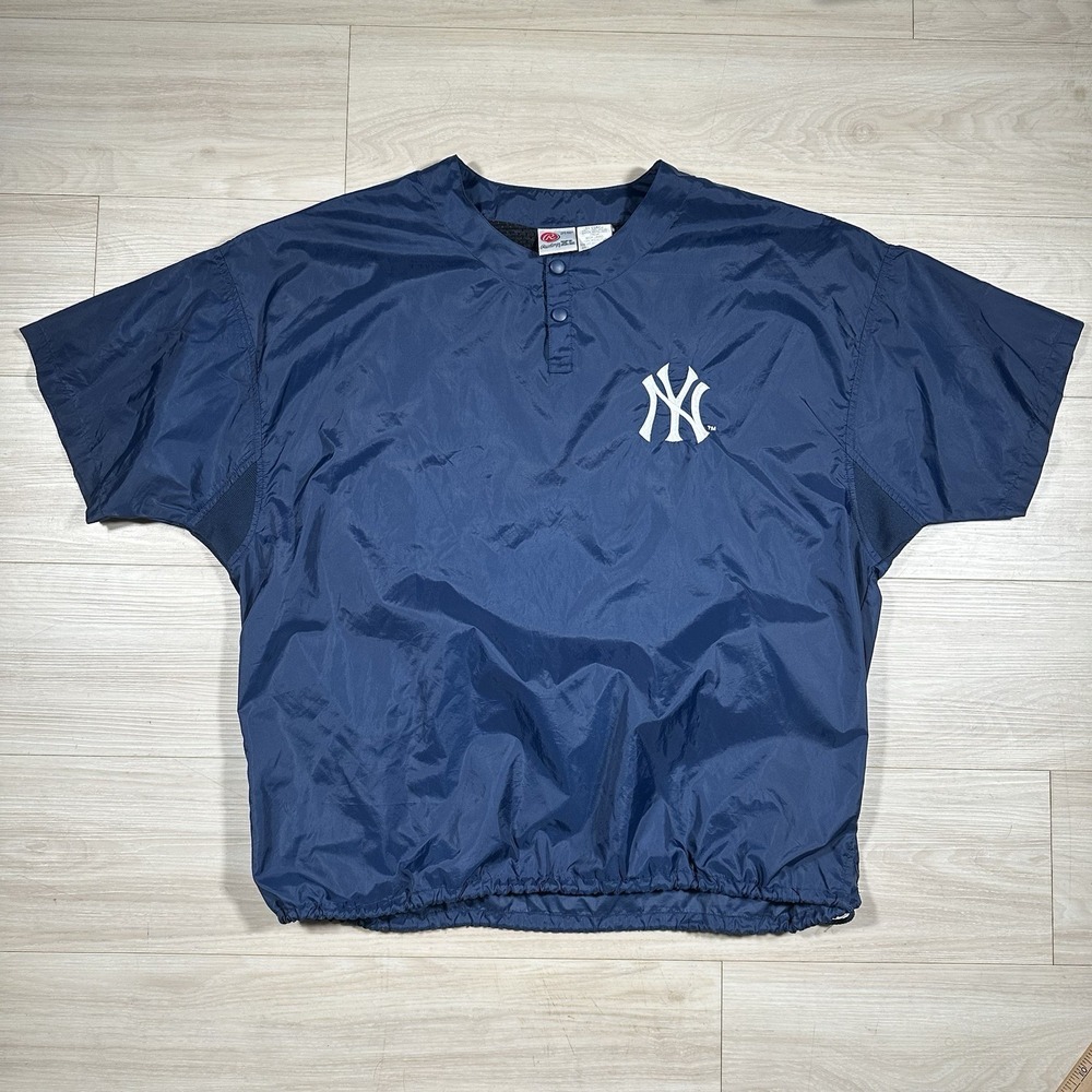 Vintage Rawlings New York Yankees Windbreaker Stadium Baseball Shirt Size XL